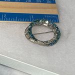 Vintage Aurora Borealis baguette rhinestone inter woven circle brooch. Blue Photo 6