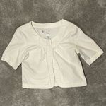 Geoffrey Beene  Cream Open Front Button Cropped Top Women’s Cotton Blend Size S Photo 3