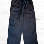 Elie Tahari ELIE. NWT! Black Satin High Rise Drawstring Wide Leg Pants Sz Large Photo 3