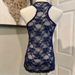 Zenana Outfitters  DARK BLUE SHEER LACE RACERBACK TANK TOP Large Photo 3