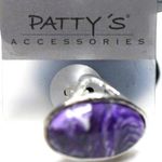 NWT Patty's Accessories Germany Purple Swirl Stone Silver Tone Statement Ring Photo 0