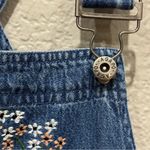 Vintage Agapo Denim Floral Embroidered Crop Bib Overalls Boho Hippie Medium M Blue Photo 5