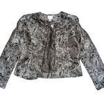 Chico's π Blazer 0 S 4 Black Silver Paisley Metallic Jeweled Dressy Evening NWT Photo 0
