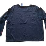 Liz Claiborne Vtg Crazy horse collection ribbed long sleeve T-shirt pullover black embroidered Photo 2