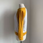 J.Crew Sweatshirt Womens Sz Medium Yellow White Raglan Sleeve Classic Crewneck Photo 3