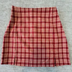 Brandy Melville  Mini Skirt Plaid Red Orange Casual‎ Party Size XS-S Stretch Photo 0