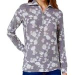 Chaser New  Floral Print Half Zip Sweatshirt Cozy Knit Pullover Grey Photo 2