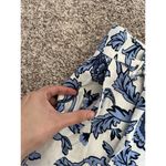 Joie  Wide Leg Crop Floral Pants Women’s 8 Pockets Linen Blend Blue/White Summer Photo 2