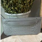 Senreve GRAY Embossed Leather Bracelet Pouch Clutch Grey Womens Size OS Photo 6