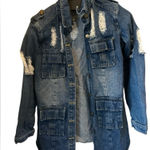 Tanming women's Casual Distressed Denim jacket Ripped Jean‎ Jacket Coat size Xs Blue Photo 0
