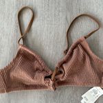 Aerie Crinkle Ribbed Lace Up Bikini Top Swim Women’s Small Brown NEW Photo 0