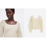 Madewell Soft Wool Cashmere Square Neck Sweater Heather Cloud Size Medium NEW Photo 4