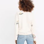 Madewell  RARE Botanical Embroidered Bell-Sleeve cropped Sweatshirt, cream, sz XS Photo 2