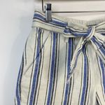 J.Crew Cotton Linen Blue striped Tie front shorts Classic Coastal womens 4 new Photo 3