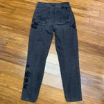 American Eagle Outfitters Black Embroidered Mom Jeans Womens Size 0 High Rise Photo 3
