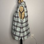 J.Jill Blue Plaid Curved Hem Puffer Vest Size L Pockets Fleece Lined Cozy Preppy Photo 7