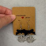 Handmade Bow and Spider Web Earrings Silver Photo 0