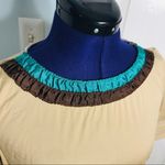 ZARA  Basic Khaki Top w Brown & Teal Ruffled Top Photo 2