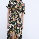 ZARA Floral Print Poplin Midi Dress Photo 1