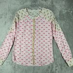 Sundance Shirt Women XS White Pink Geometric Rosalie Block Print Blouse Bohemian Photo 1