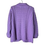 Aran Crafts Women’s Sz Medium Cardigan Merino Wool Purple Button Front Photo 6