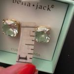 JACK NWOT BELLA  Mint Green Crystal Cubic Zirconia CZ Stone Gold Plated Earrings Post Square Cube shape Photo 5