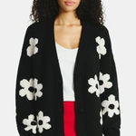 No Boundaries #823  Women's Medium Button-Front Floral Cardigan, Black Photo 0
