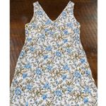 Laura Ashley  Sleeveless Linen Floral Romantic Mini Dress Lace Pockets - 12 Photo 8