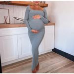 SKIMS  Grey Ribbed Long Sleeve Maxi Dress Photo 2