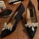Kenneth Cole Vintage Black Heels with White Beads Photo 0