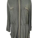 Chico's Chico’s Travelers Olive Slinky Knit Zip Jacket Drawstring Waist Size 2 Large Photo 0