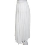 Vintage White 70s Preppy Pleated Polyester Pull On Midi Skirt Size 12 Photo 5