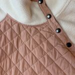 Abercrombie & Fitch Abercrombie &‎ Fitch Womens Cream Pink Quilted Fleece Pullover Sweatshirt Photo 4