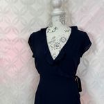 Aritzia Sunday Best Ruffle Wrap Chiffon Navy Mini Dress Size 2 Blue Photo 7