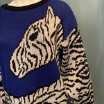 Beverly Hills Zoo Retro Zebra Sweater size medium Blue Photo 1