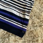 Y2K Early 2000s White/Blue Striped Asymmetrical Escada Thin Light Weight Top Blue Size L Photo 3