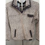 Simply Southern  Pullover Sherpa Fleece Gray Cream Textured Snap Neck Women's MED Photo 2