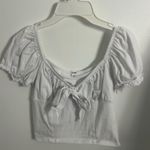 Garage  White Tie-Front Puff Sleeve Top Photo 0