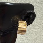 Givenchy Vintage  Silver & Gold-tone Ribbed Radiator Half Hoop Clip-On Earrings Photo 4