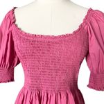 Hill House  The Naia Nap Mini Dress Lipstick Pink Smocked Puff Sleeve Size Small Photo 2