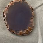 Necklace Pendant Sliced Purple Agate Stone Crystal 2.5”H X 1.5”W Silver Edge Photo 1