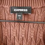 EXPRESS Knit Puff Short Sleeve Sweetheart Neckline Cardigan in Brown - Size M Photo 4