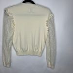 Mint Brand Cream Mock Neck Sweater Lace Sleeves Ruffle Trim Sz Medium Photo 5