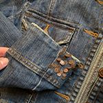 DKNY  Y2K Vintage Dark Wash Bronze Embellished Denim Jean Jacket Large Grunge Photo 3