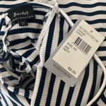 Bardot $69 NEW  Bodycon Nordstrom Knit Stripe Navy Midi Lace Up Dress XS Photo 3