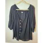 Vitamin A  'Costa' Cover-Up Tunic Shirt, Cotton Crinkle, Black Sz S NWT $128 Photo 4