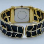 Persona 22mm womens Quartz analog cuff bracelet watch gold black tone 6.5” runs Photo 3