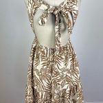 House of Harlow Linen Blend Tropical Tie Back Mini Dress Brown Photo 7