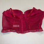 Bebe  Wide Lace Mesh Band Padded Push Up Bra Berry Red Size 38C Photo 1