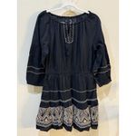 Ralph Lauren Polo‎  Embroidered Peasant Midi Dress Black Size 8 Cotton Voile Photo 2